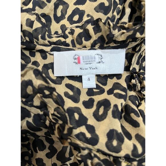 Sea New York Lottie Chiffon Animal Print Drawstring Long Sleeve Tassel Dress 4 - Picture 10 of 16